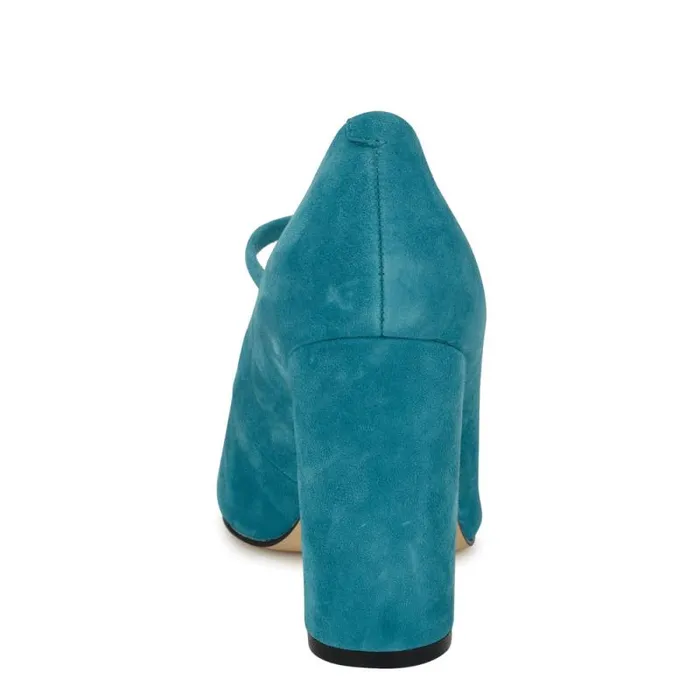 Carlien Mary Jane Pumps Teal Suede Women Nine West Heels Carlien Mary Jane Pumps Teal Suede Women Nine West Heels