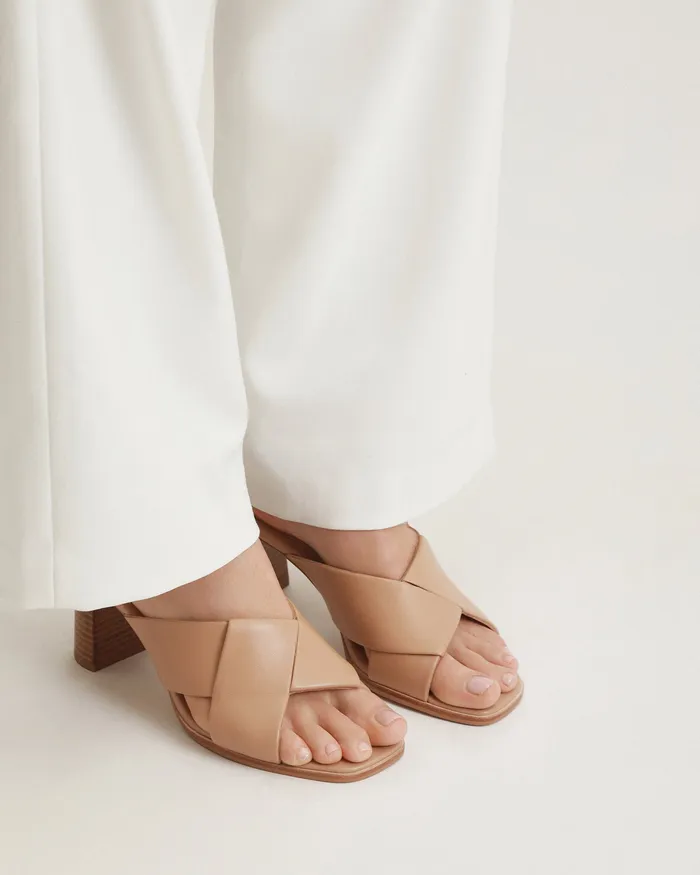 Carrie mid heel sandals beige leather Women MID SANDALS jomercer