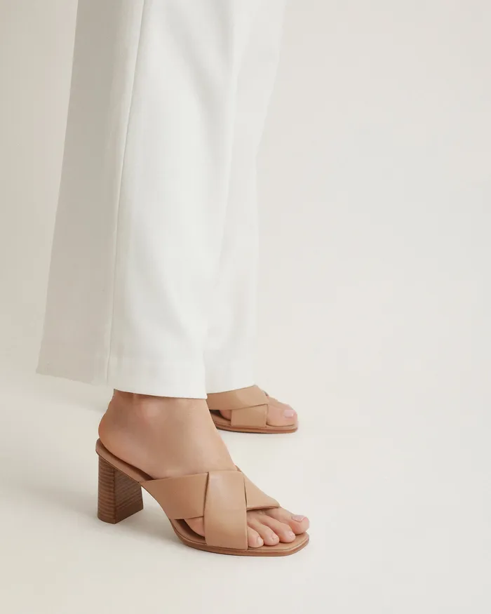 Carrie mid heel sandals beige leather Women MID SANDALS jomercer
