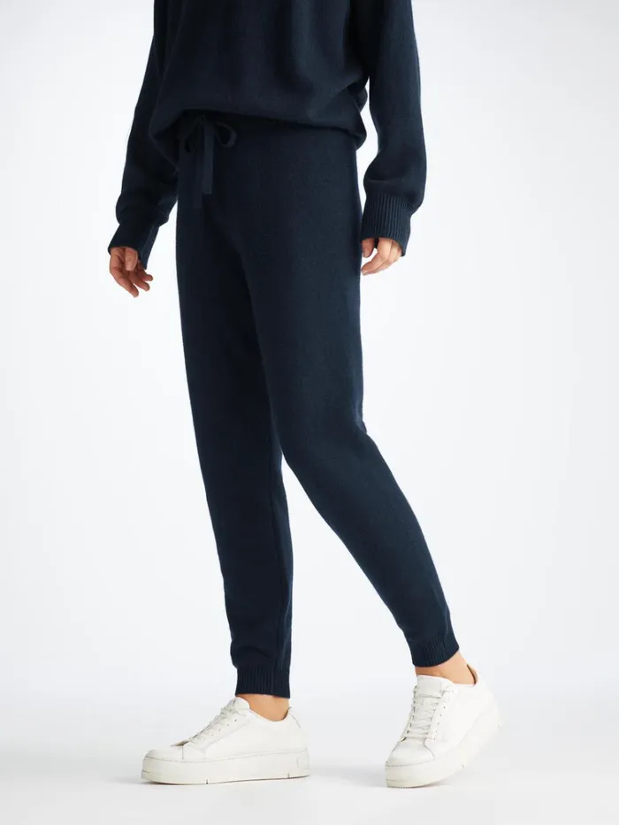 Cashmere Pants Women Derek Rose Track Pants Daphne Cashmere Navy