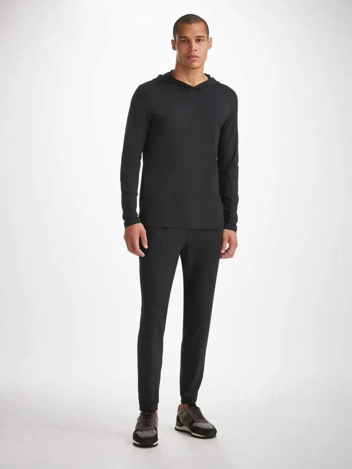 Casual Pants Men Derek Rose Track Pants Basel Micro Modal Stretch Black