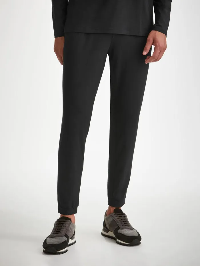 Casual Pants Men Derek Rose Track Pants Basel Micro Modal Stretch Black