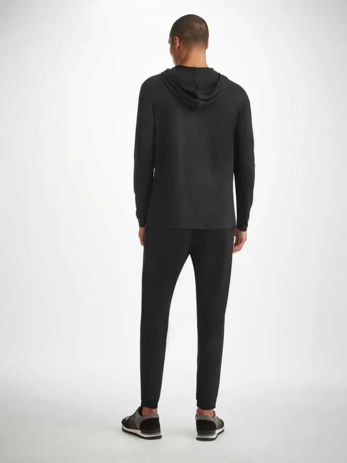 Casual Pants Men Derek Rose Track Pants Basel Micro Modal Stretch Black