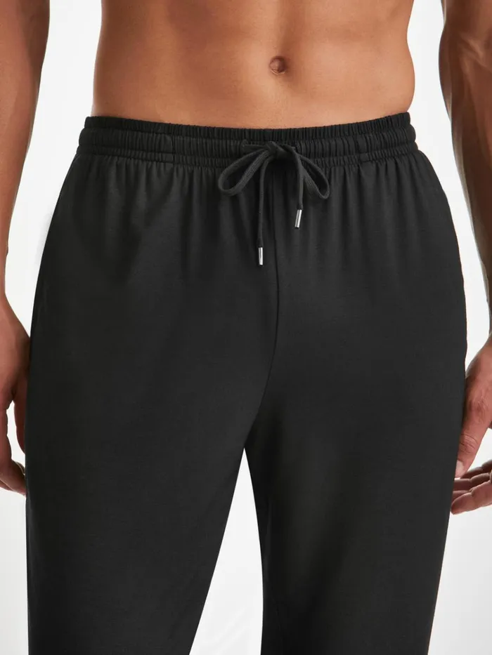 Casual Pants Men Derek Rose Track Pants Basel Micro Modal Stretch Black