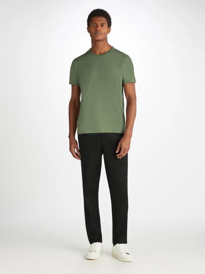 Casual Pants Men Derek Rose Trousers Harris Lyocell Cotton Black