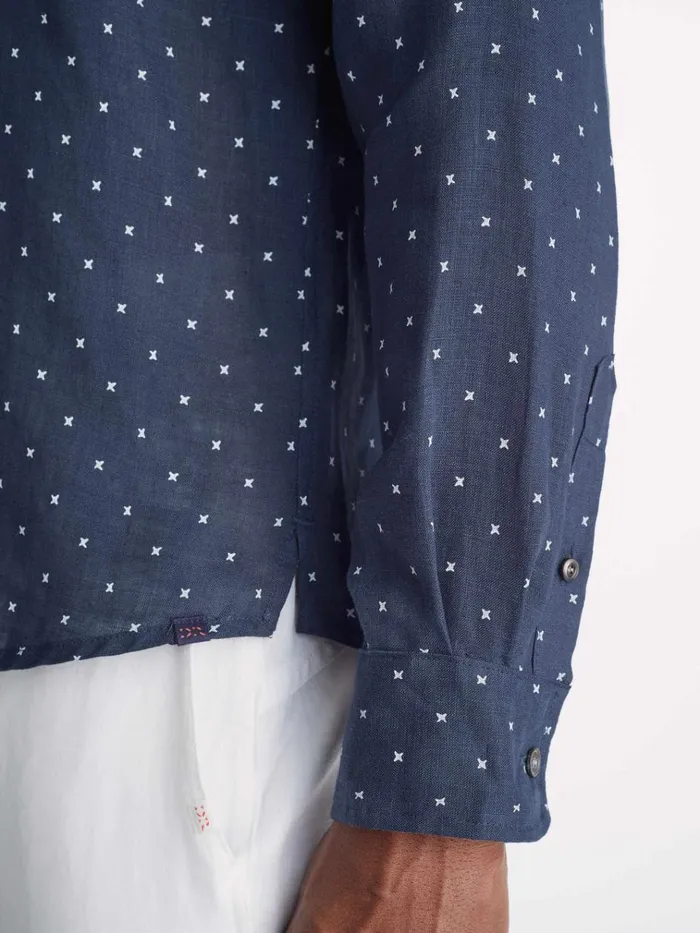 Casual Shirts Men Derek Rose Shirt Milan 22 Linen Navy