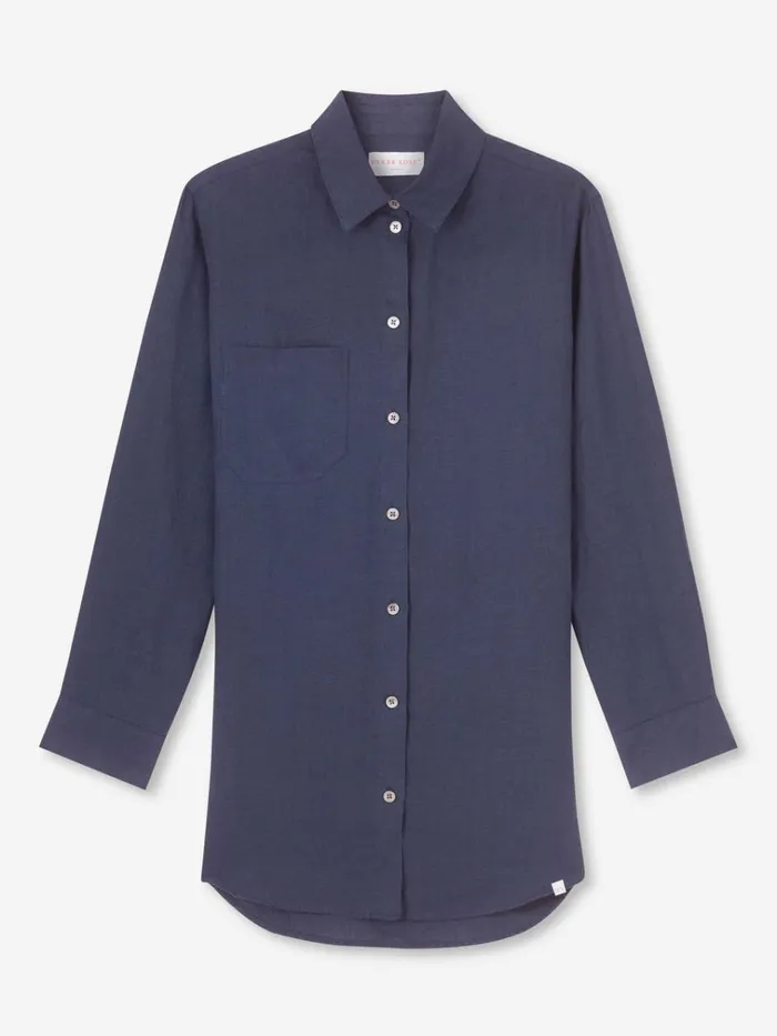 Casual Shirts Women Derek Rose Shirt Sicily Linen Navy