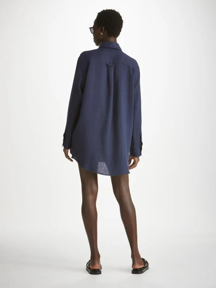 Casual Shirts Women Derek Rose Shirt Sicily Linen Navy