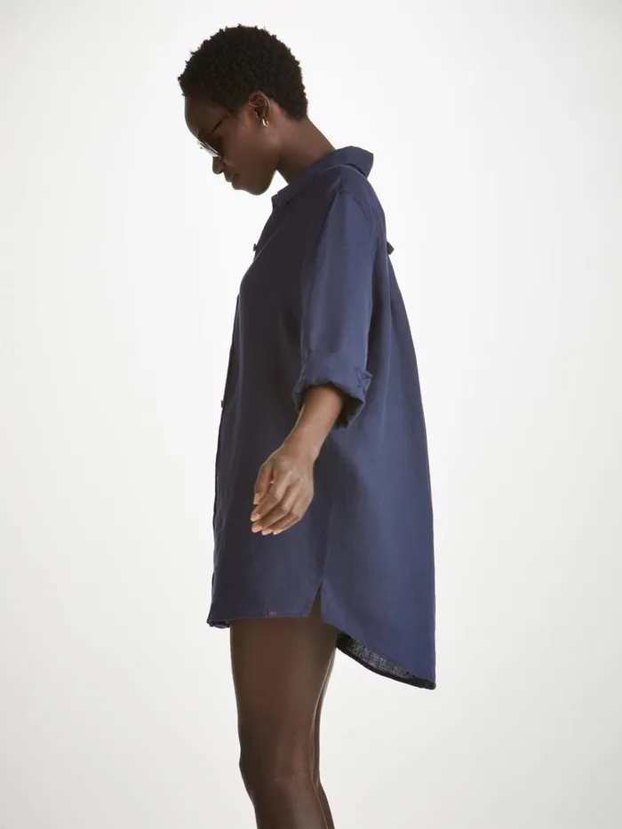 Casual Shirts Women Derek Rose Shirt Sicily Linen Navy