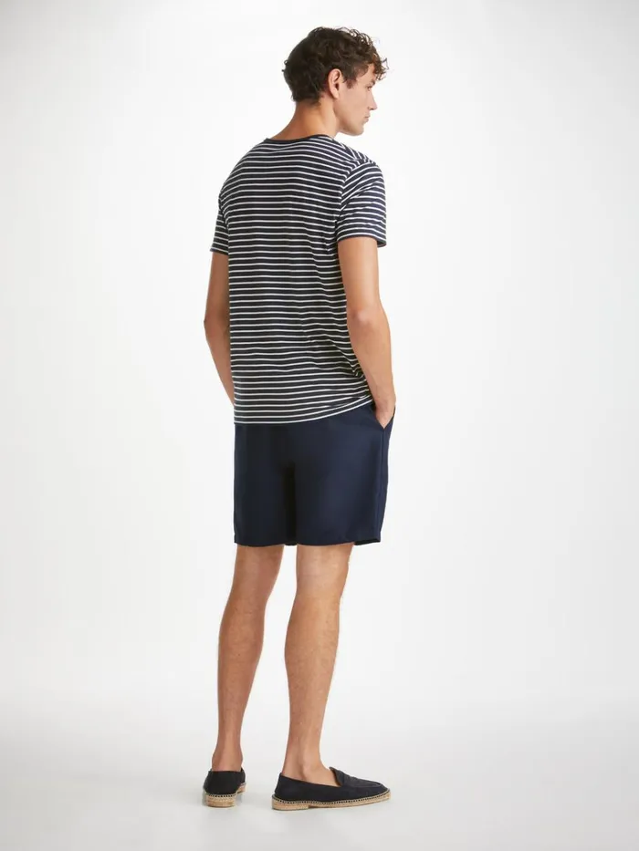 Casual Shorts Men Derek Rose Shorts Sydney 2 Linen Navy