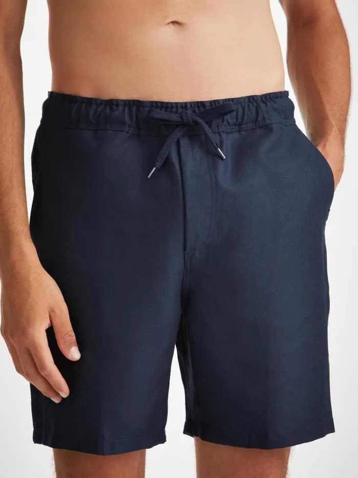 Casual Shorts Men Derek Rose Shorts Sydney 2 Linen Navy