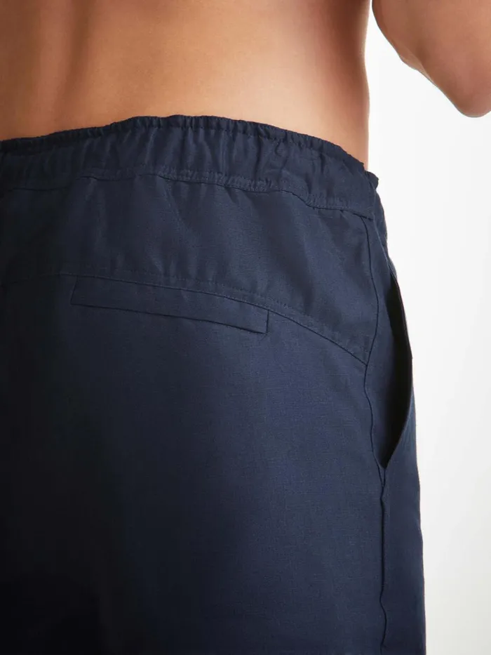 Casual Shorts Men Derek Rose Shorts Sydney 2 Linen Navy