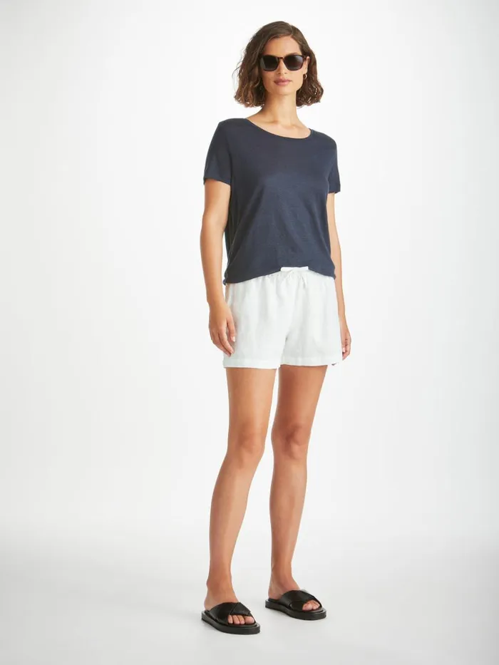 Casual Shorts Women Derek Rose Shorts Vienna Linen White
