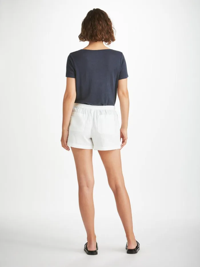 Casual Shorts Women Derek Rose Shorts Vienna Linen White