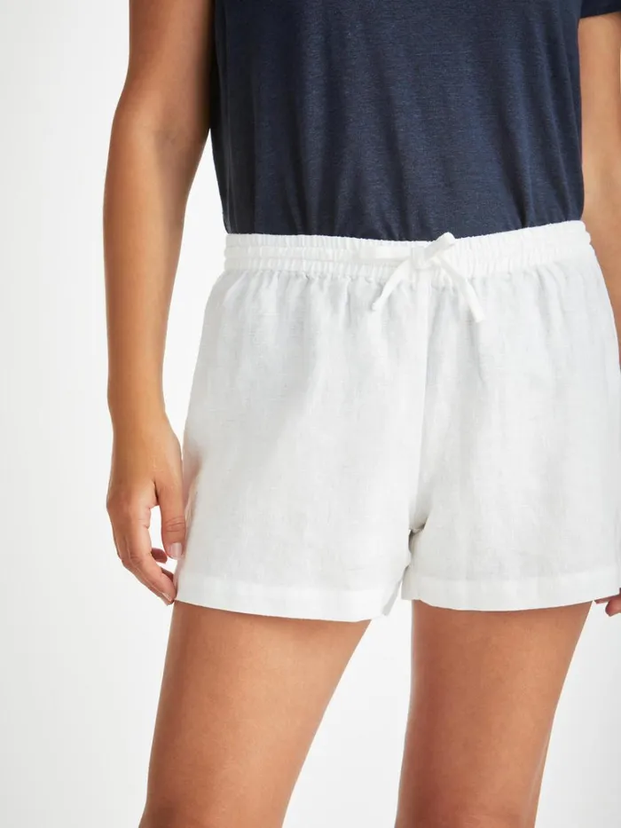 Casual Shorts Women Derek Rose Shorts Vienna Linen White