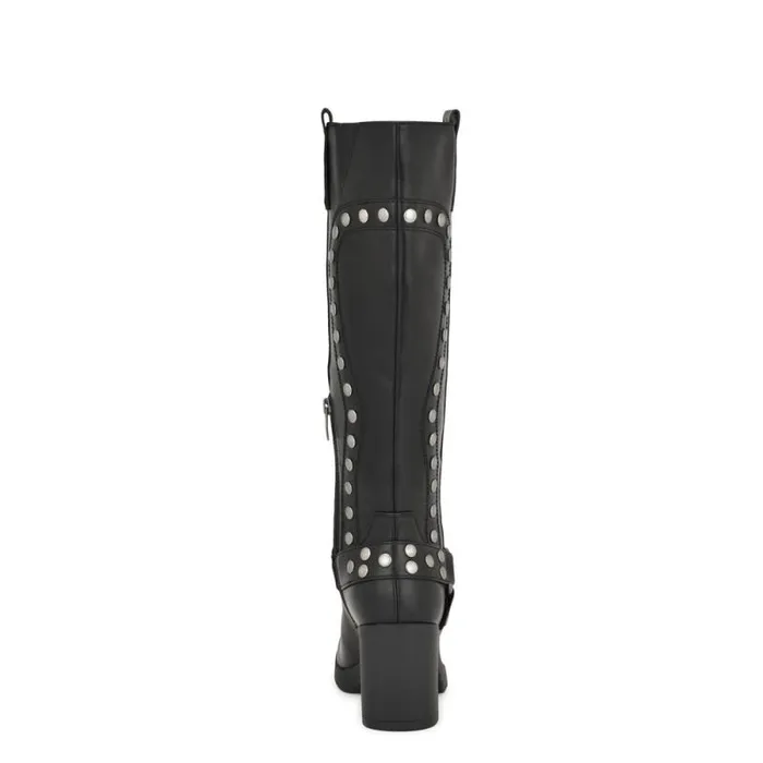 Cert Heeled Moto Boots Black Women Nine West Boots and Booties