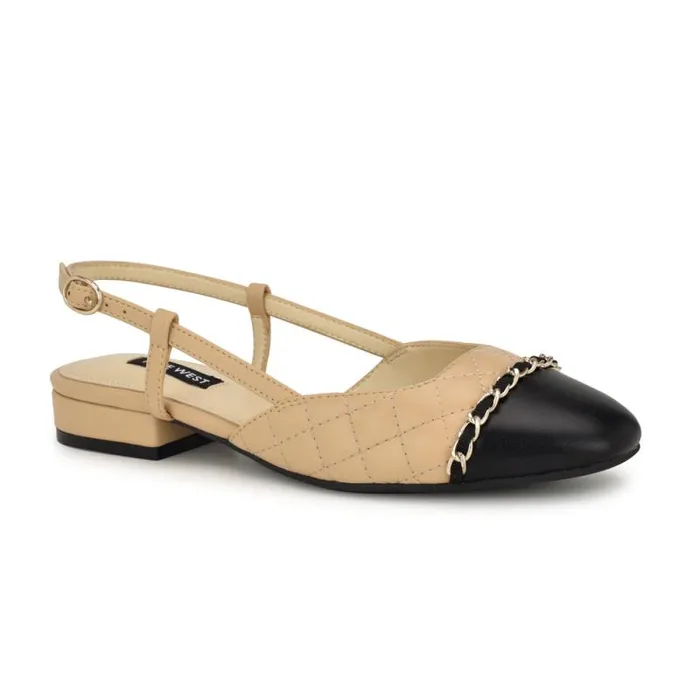 Charme Slingback Dress Flats Naturalblack Women Nine West Heels