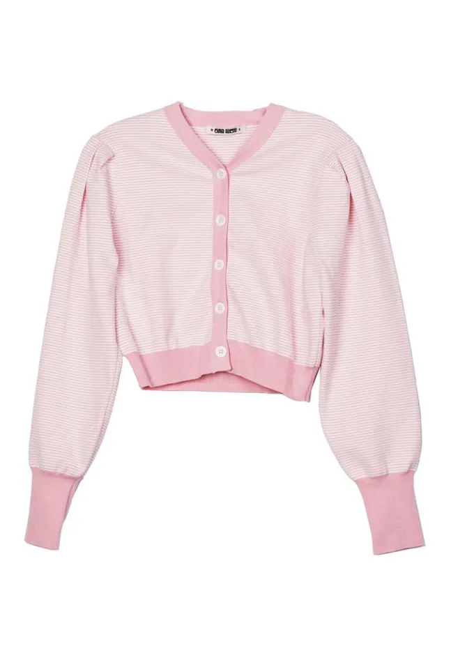 Cherie Pink White Stripe Cardigan PreOrder Women Ciao Lucia Cardigans
