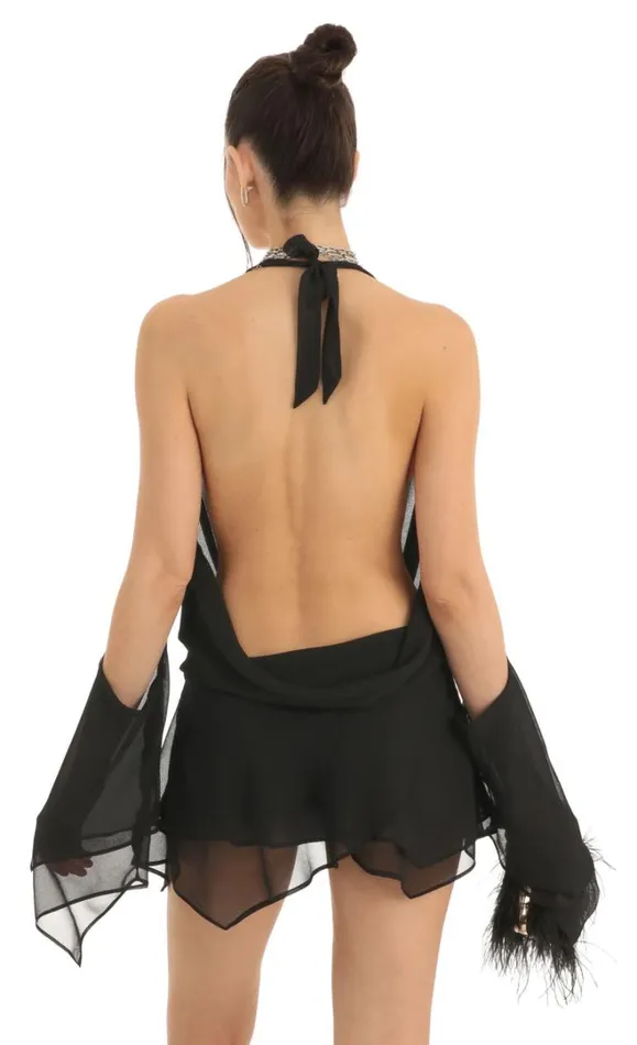 Chiffon Draped Cowl Neck Dress Black Women LUCY IN THE SKY Mini Dresses Chiffon Draped Cowl Neck Dress Black Women LUCY IN THE SKY Mini Dresses