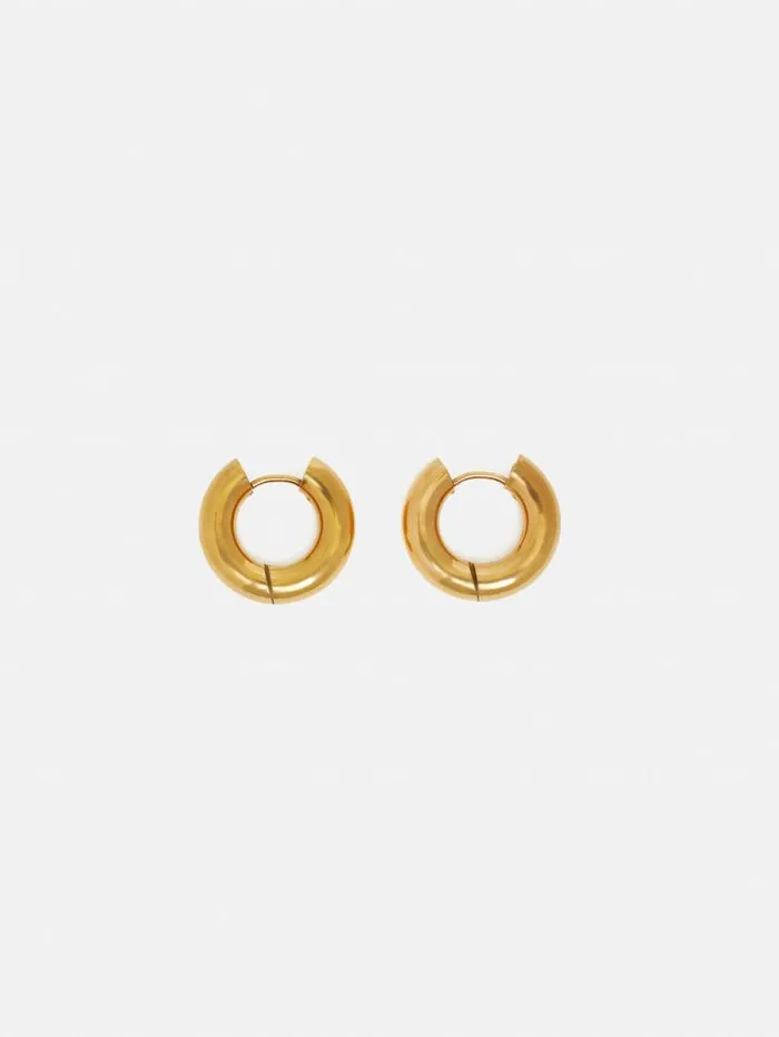 Chubby Hoop Earrings Gold Women Jigsaw Party