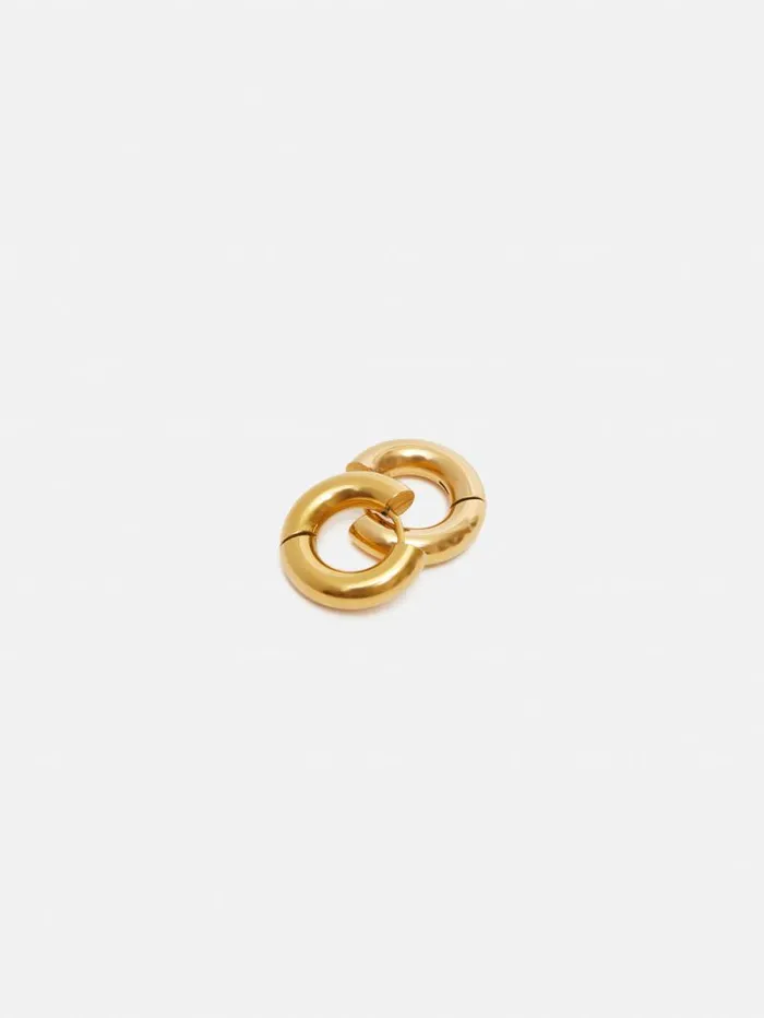 Chubby Hoop Earrings Gold Women Jigsaw Party