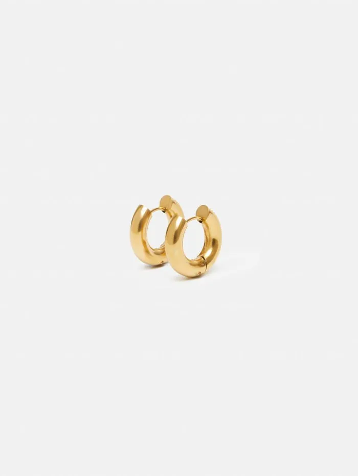 Chubby Hoop Earrings Gold Women Jigsaw Party