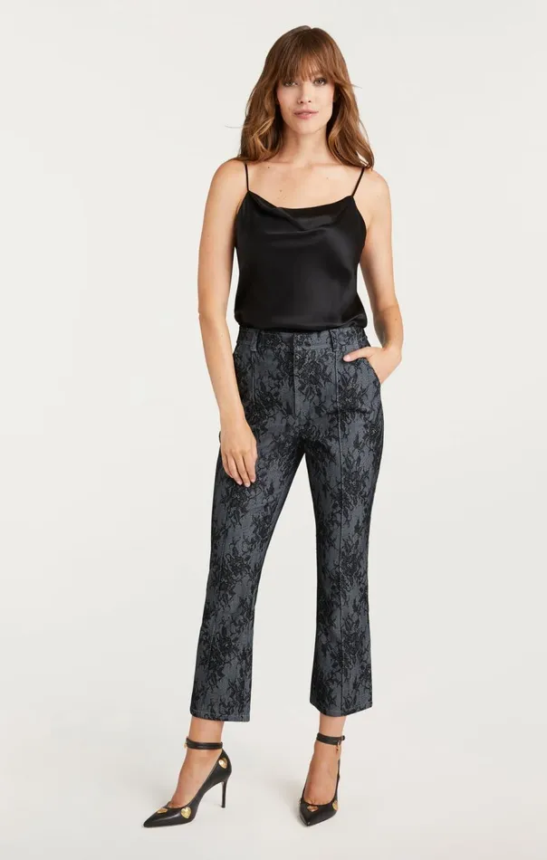 Cinq Sept Bonded Lace Cropped Evelyn Pant Lightindigoblack Women Pants