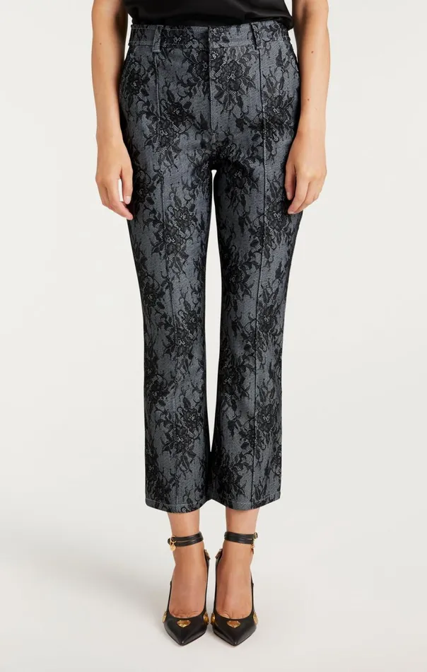 Cinq Sept Bonded Lace Cropped Evelyn Pant Lightindigoblack Women Pants