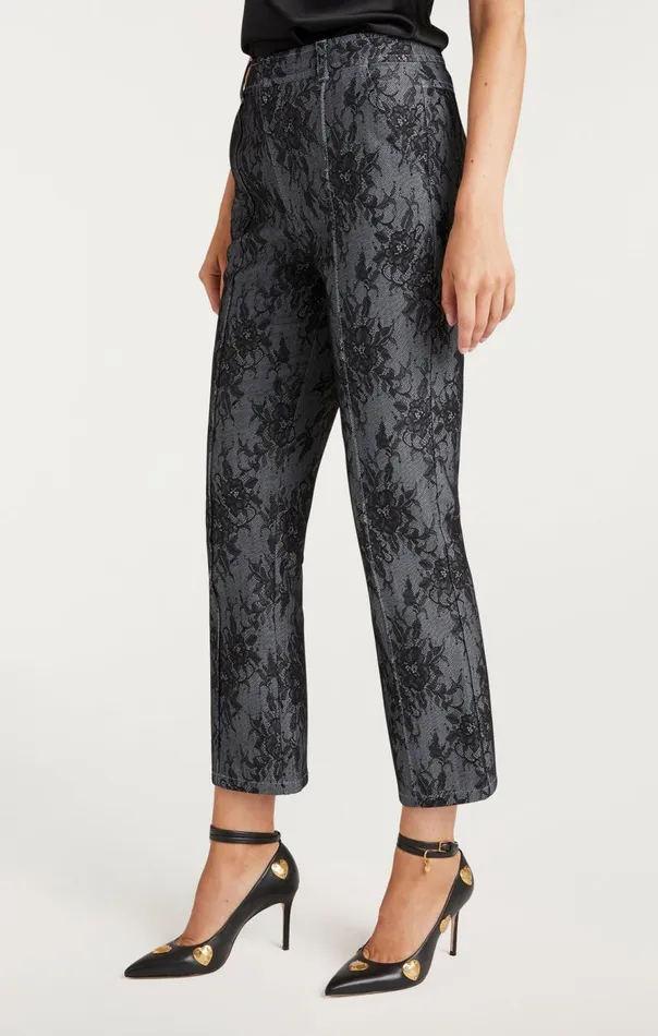Cinq Sept Bonded Lace Cropped Evelyn Pant Lightindigoblack Women Pants