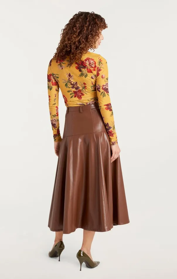 Cinq Sept Brigitte Floral Shirred Mesh Turtleneck Deepgoldmulti Women Long Sleeve Tops