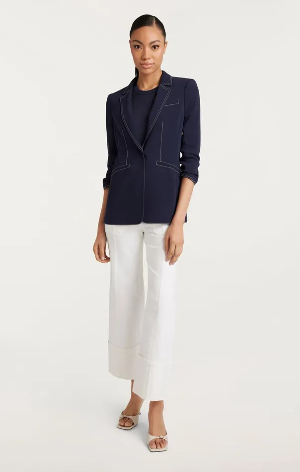Cinq Sept Crepe Khloe Blazer Navyivory Women Blazers