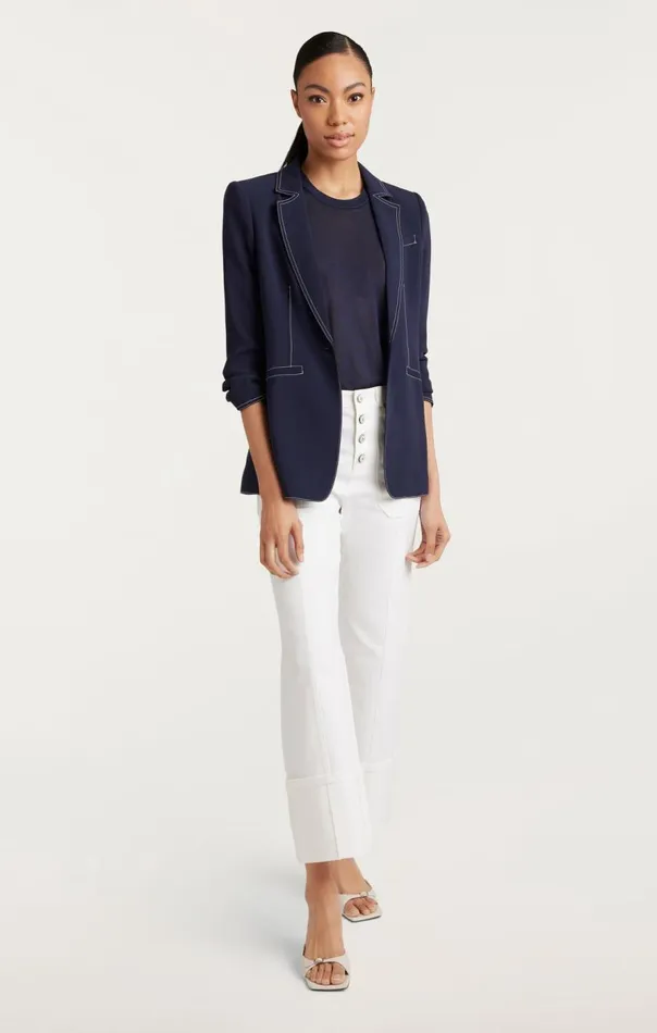Cinq Sept Crepe Khloe Blazer Navyivory Women Blazers