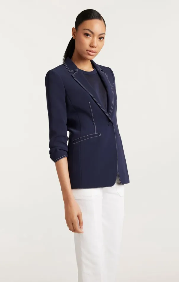 Cinq Sept Crepe Khloe Blazer Navyivory Women Blazers