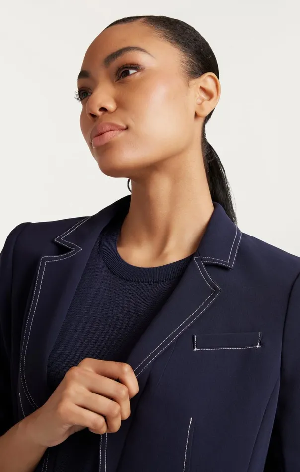 Cinq Sept Crepe Khloe Blazer Navyivory Women Blazers