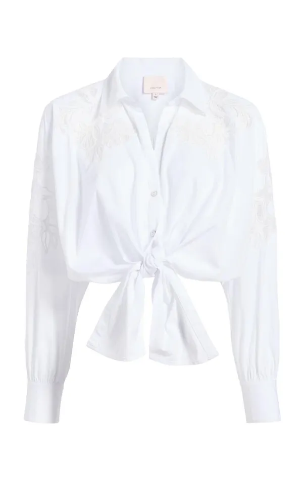 Cinq Sept Cutout Embellished Marianna Top White Women Long Sleeve Tops