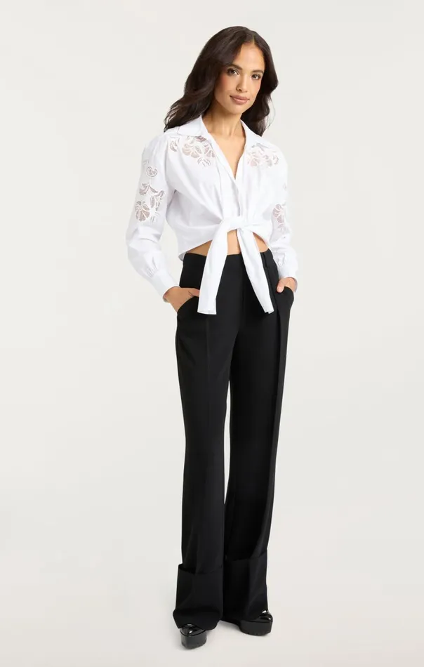 Cinq Sept Cutout Embellished Marianna Top White Women Long Sleeve Tops