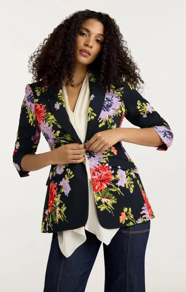 Cinq Sept Dark Chrysanthemum Scrunched Cheyenne Blazer Blackmulti Women Jackets