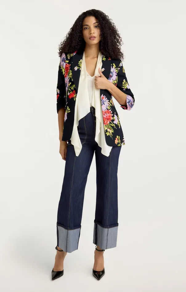 Cinq Sept Dark Chrysanthemum Scrunched Cheyenne Blazer Blackmulti Women Jackets