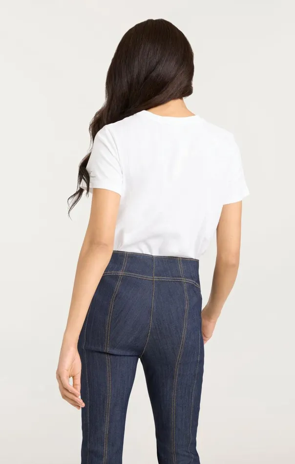 Cinq Sept Embroidered Happy Tee Whitenavy Women Tees