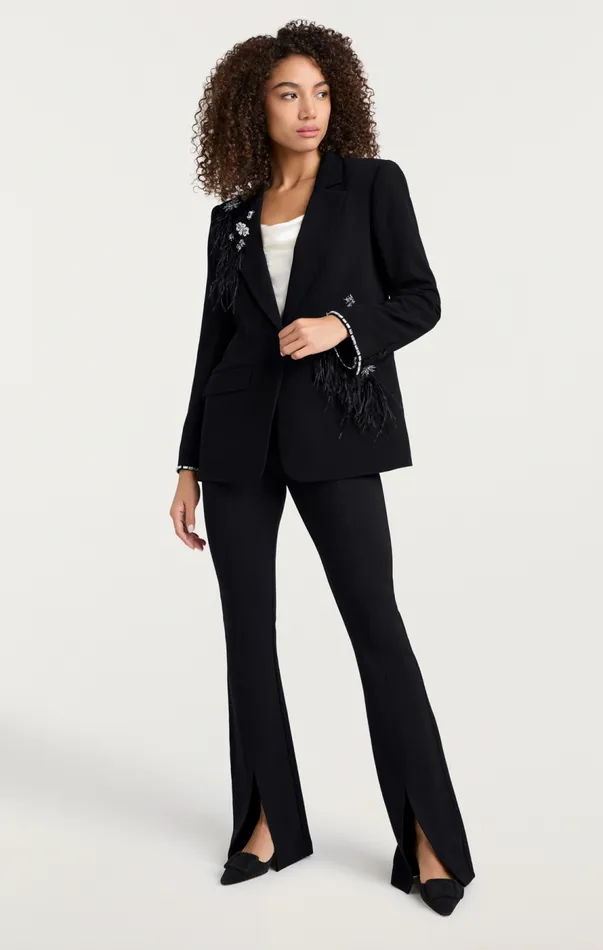 Cinq Sept Feather Bouquet Jamila Blazer Black Women Blazers