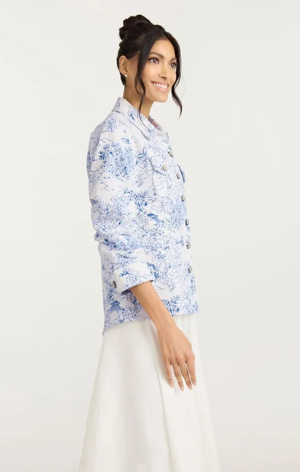 Cinq Sept Garden Toile Scrunched Canyon Jacket Whiteblue Women Jackets