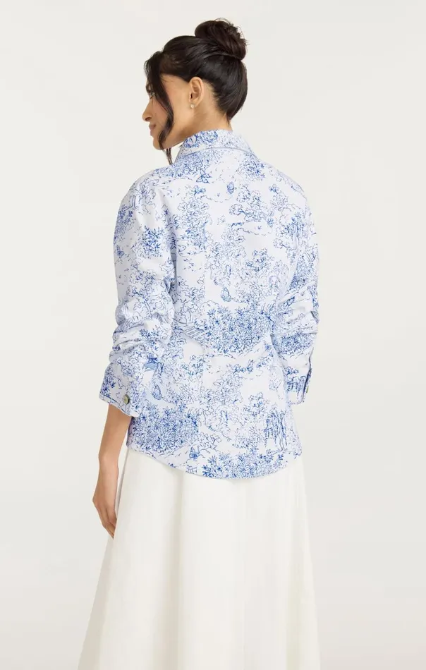 Cinq Sept Garden Toile Scrunched Canyon Jacket Whiteblue Women Jackets