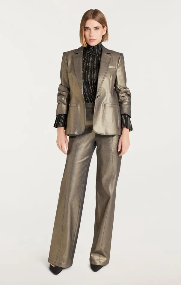 Cinq Sept Gold Coated Francine Pant Gold Women Pants