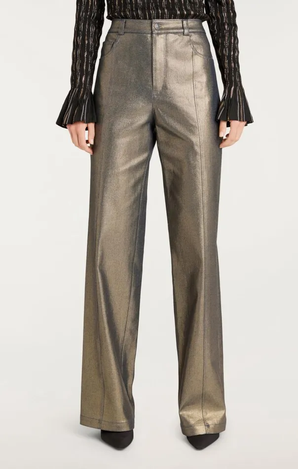 Cinq Sept Gold Coated Francine Pant Gold Women Pants