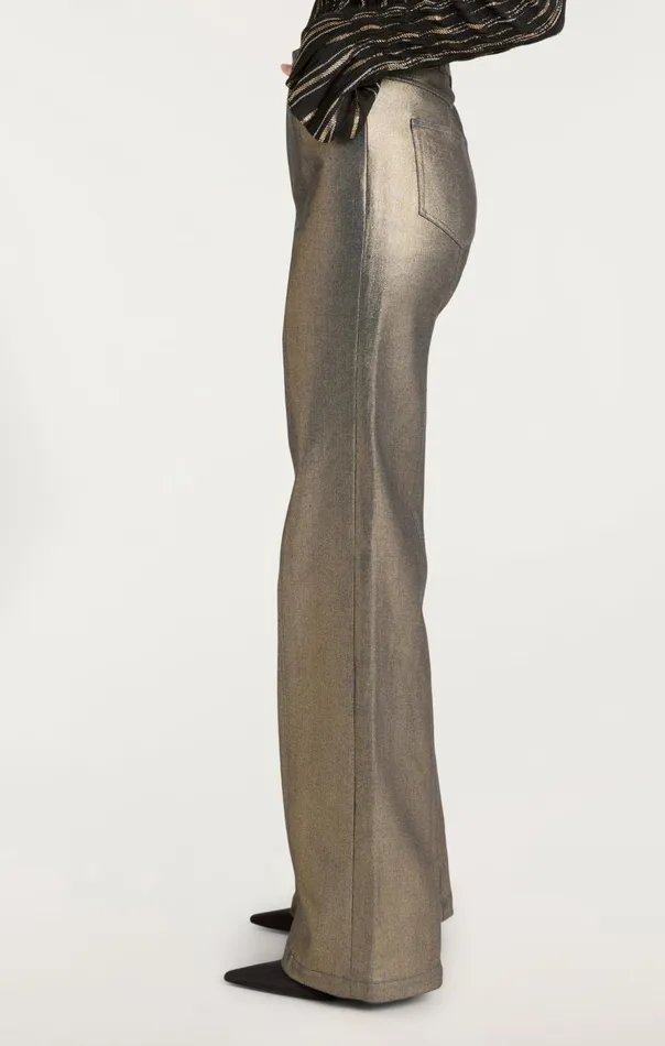 Cinq Sept Gold Coated Francine Pant Gold Women Pants
