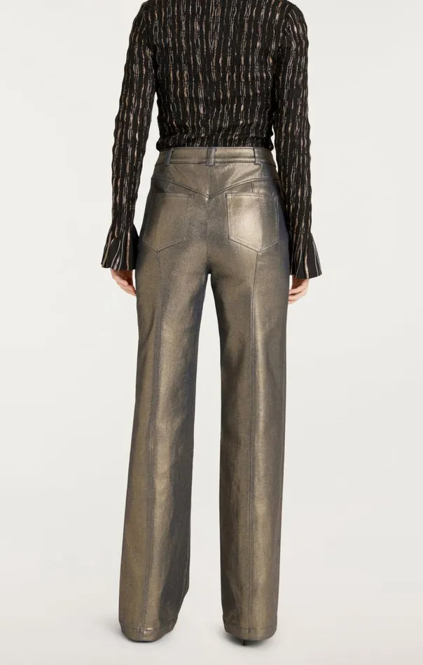 Cinq Sept Gold Coated Francine Pant Gold Women Pants