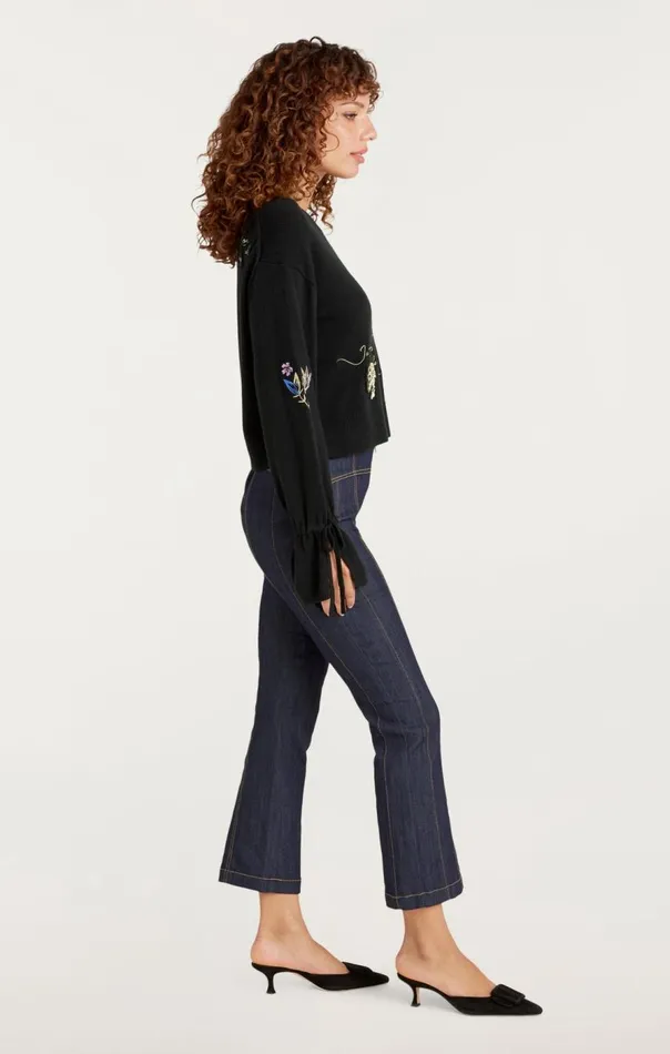 Cinq Sept Heritage Patch Tasha Pullover Blackmulti Women Sweaters and Knits