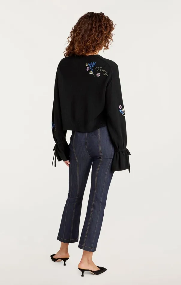 Cinq Sept Heritage Patch Tasha Pullover Blackmulti Women Sweaters and Knits