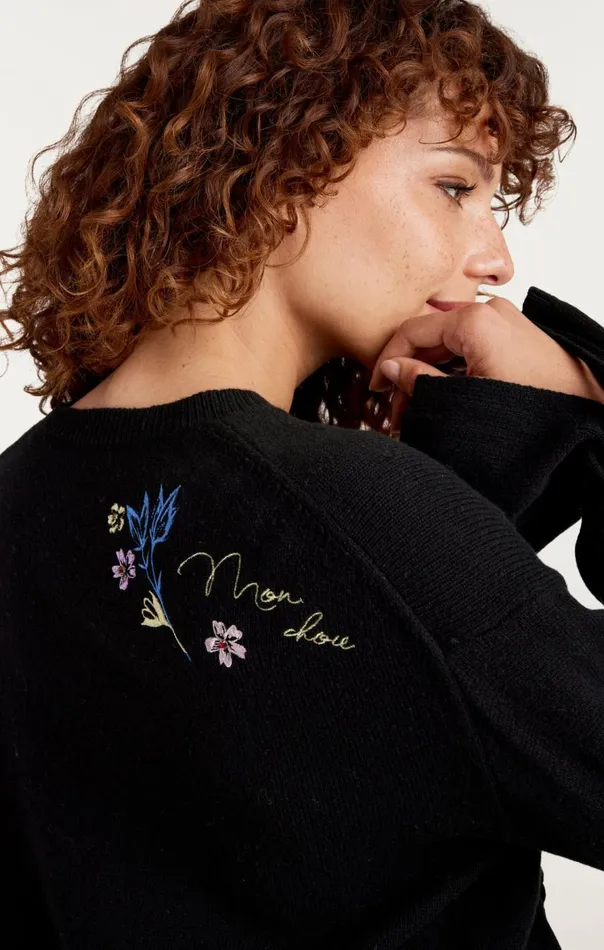 Cinq Sept Heritage Patch Tasha Pullover Blackmulti Women Sweaters and Knits