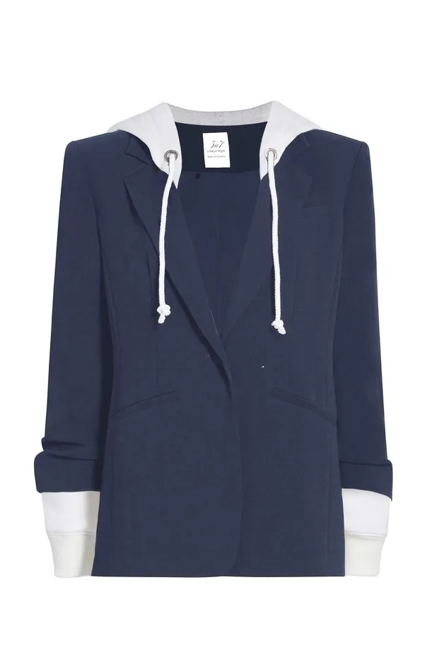 Cinq Sept Hooded Khloe Blazer Navyivory Women Jackets